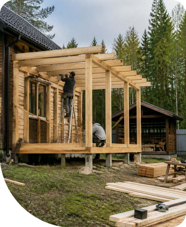 Строительство пристроек и построек на участке в Курчатове