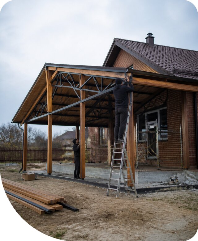 Пристройка навеса к дому и участку в Курчатове под ключ