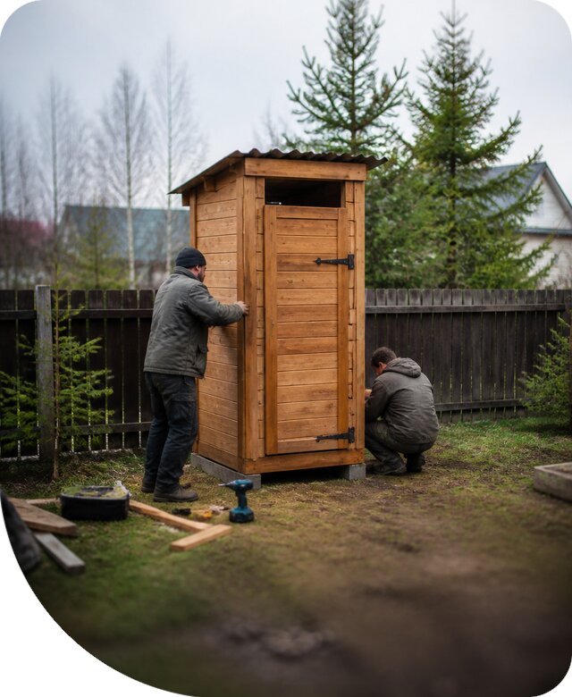 Строительство и монтаж дачного туалета под ключ в Курчатове